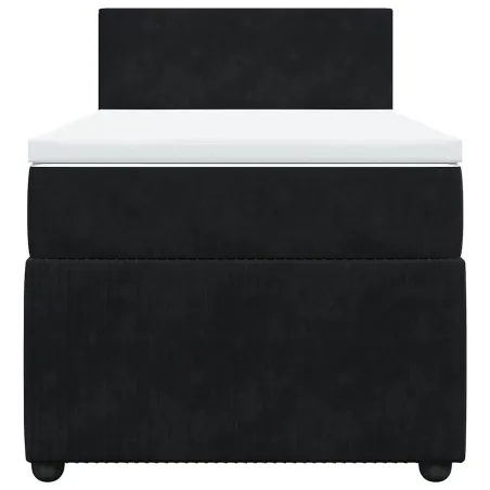 Sommier à lattes de lit avec matelas Noir 90x200 cm Velours