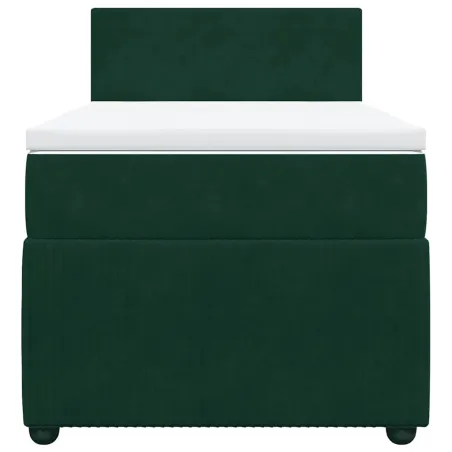 Sommier à lattes de lit avec matelas Vert foncé 90x200 cm