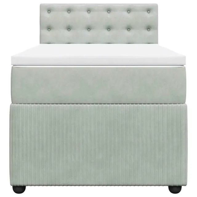 Sommier à lattes de lit et matelas Gris clair 90x200 cm Velours