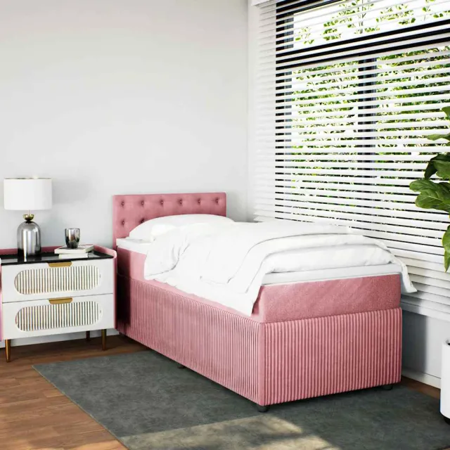Sommier à lattes de lit avec matelas Rose 90x200 cm Velours