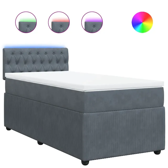 Sommier à lattes de lit et matelas Gris foncé 90x200 cm Velours