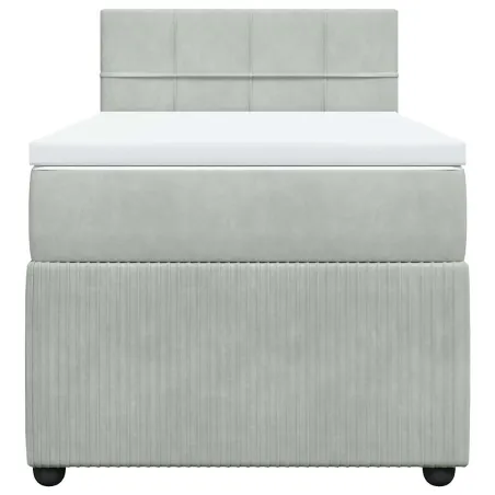 Sommier à lattes de lit et matelas Gris clair 90x200 cm Velours