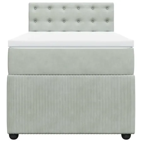 Sommier à lattes de lit et matelas Gris clair 100x200cm Velours