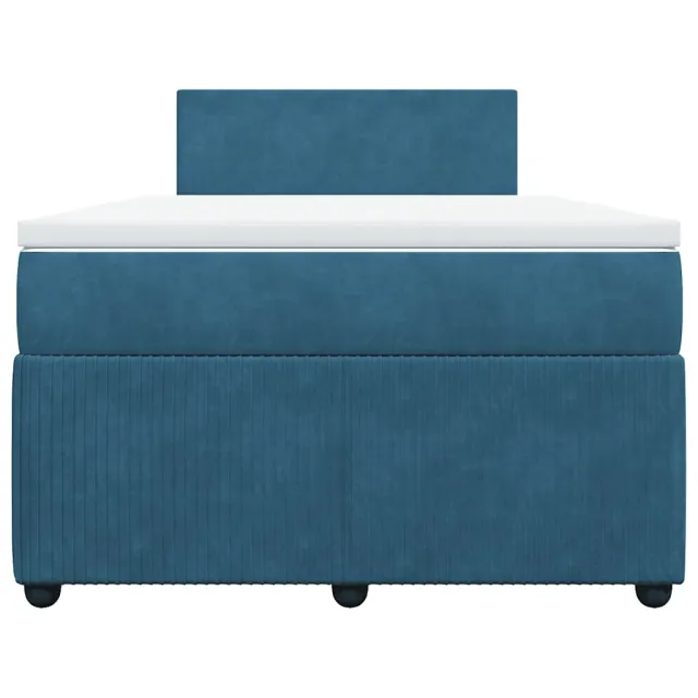 Sommier à lattes de lit et matelas bleu 120x190 cm velours