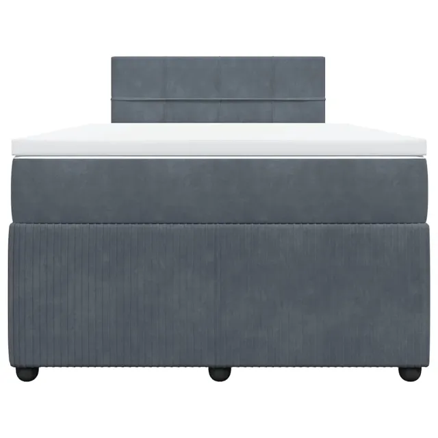 Sommier à lattes de lit et matelas gris foncé 120x190cm velours