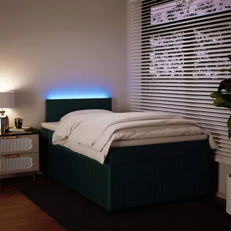 Sommier à lattes de lit avec matelas vert foncé 120x190 cm