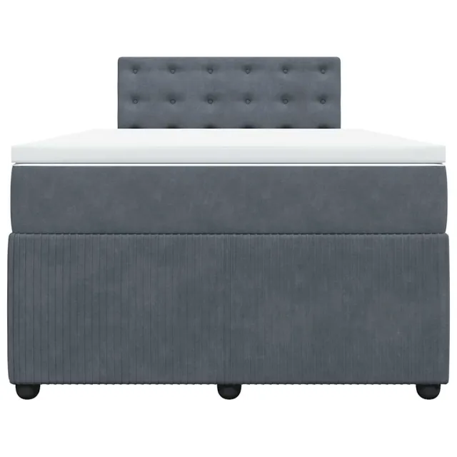 Sommier à lattes de lit et matelas gris foncé 120x190cm velours