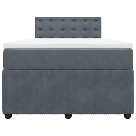 Sommier à lattes de lit et matelas gris foncé 120x190cm velours