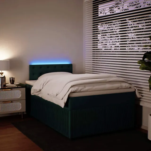 Sommier à lattes de lit et matelas Vert foncé 120x200cm Velours