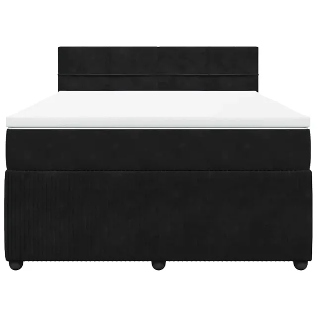 Sommier à lattes de lit avec matelas Noir 140x190 cm Velours