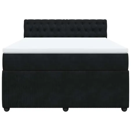 Sommier à lattes de lit avec matelas Noir 140x190 cm Velours