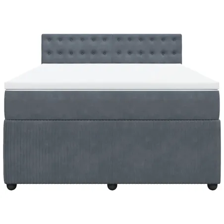 Sommier à lattes de lit et matelas Gris foncé 140x190cm Velours