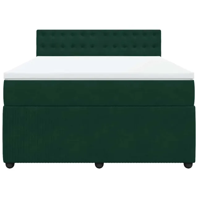 Sommier à lattes de lit et matelas Vert foncé 140x190cm Velours