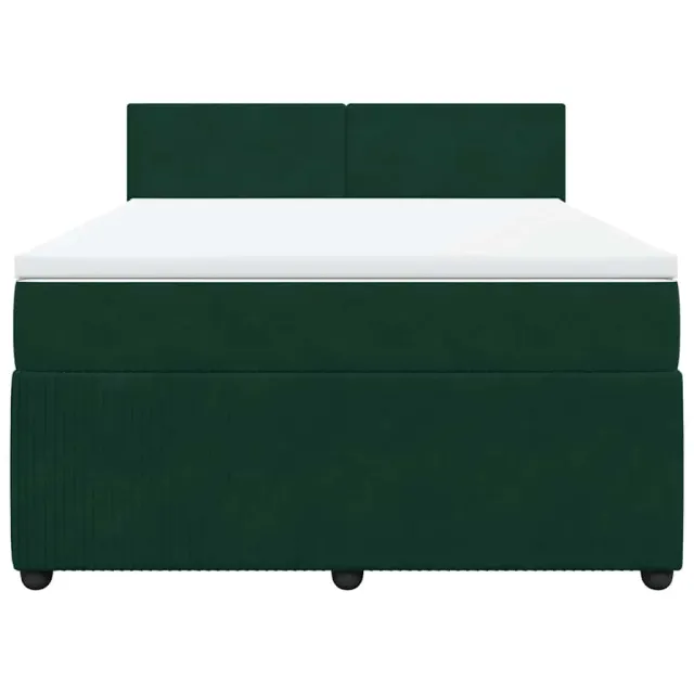 Sommier à lattes de lit et matelas Vert foncé 140x200cm Velours