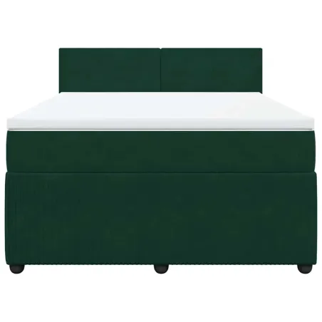 Sommier à lattes de lit et matelas Vert foncé 140x200cm Velours