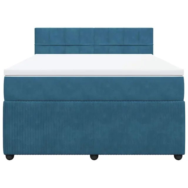 Sommier à lattes de lit et matelas bleu 140x200 cm velours