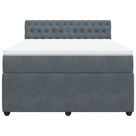 Sommier à lattes de lit et matelas Gris foncé 140x200cm Velours