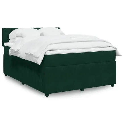 Sommier à lattes de lit et matelas Vert foncé 140x200cm Velours