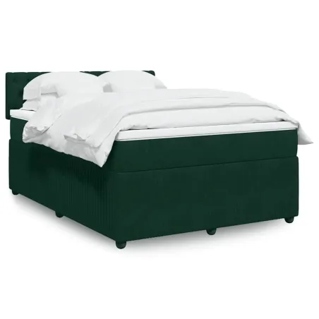 Sommier à lattes de lit et matelas Vert foncé 140x200cm Velours