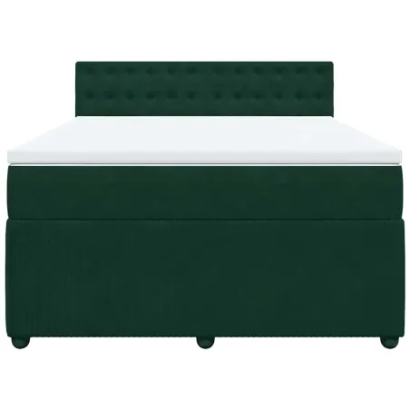 Sommier à lattes de lit et matelas Vert foncé 140x200cm Velours