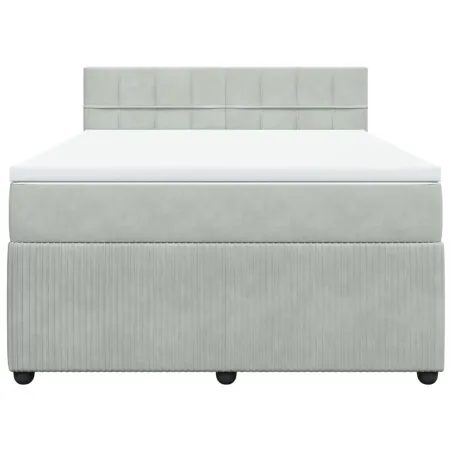 Sommier à lattes de lit et matelas Gris clair 160x200cm Velours