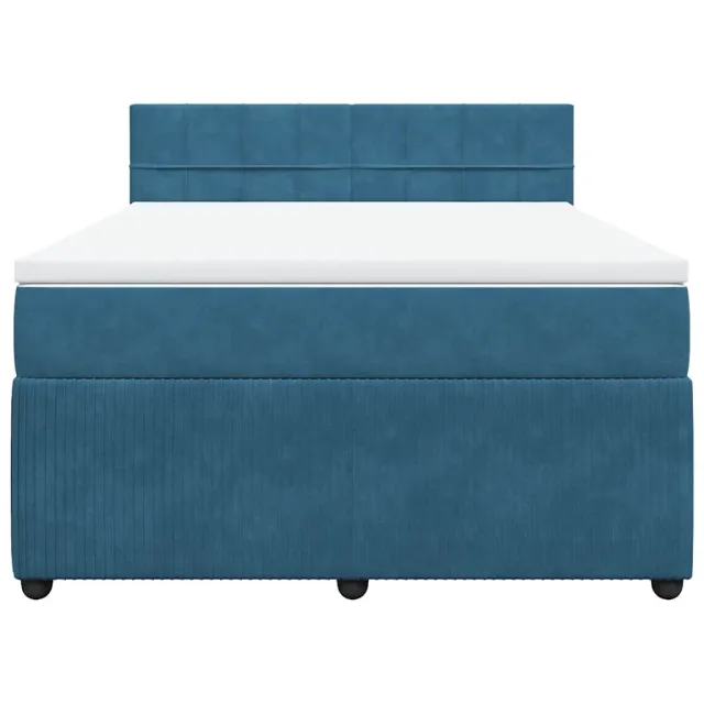 Sommier à lattes de lit et matelas bleu 160x200 cm velours
