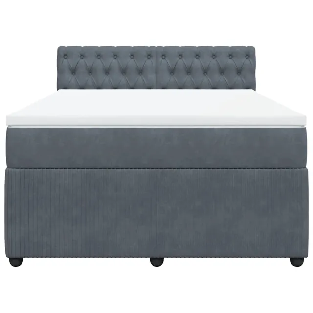 Sommier à lattes de lit et matelas Gris foncé 160x200cm Velours