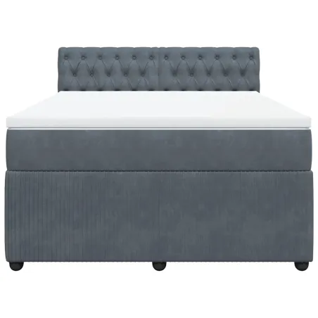 Sommier à lattes de lit et matelas Gris foncé 160x200cm Velours