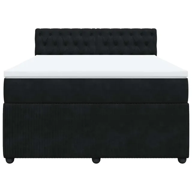 Sommier à lattes de lit et matelas Noir 160x200 cm Velours