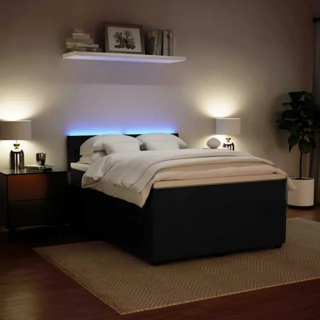 Sommier à lattes de lit et matelas Noir 160x200 cm Velours