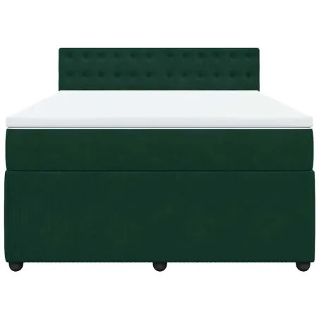 Sommier à lattes de lit et matelas Vert foncé 160x200cm Velours