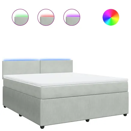 Sommier à lattes de lit et matelas Gris clair 180x200cm Velours 2