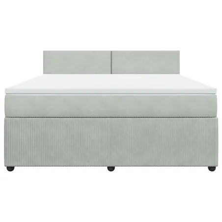 Sommier à lattes de lit et matelas Gris clair 180x200cm Velours