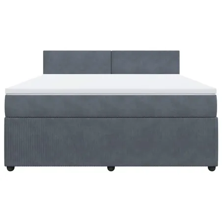 Sommier à lattes de lit et matelas Gris foncé 180x200cm Velours