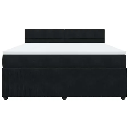Sommier à lattes de lit avec matelas Noir 180x200 cm Velours