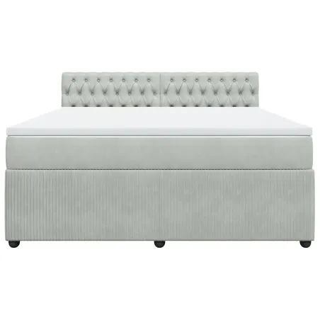 Sommier à lattes de lit et matelas Gris clair 180x200cm Velours