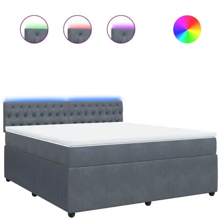 Sommier à lattes de lit et matelas Gris foncé 180x200cm Velours 2