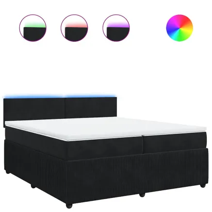 Sommier à lattes de lit et matelas Noir 200x200 cm Velours 2