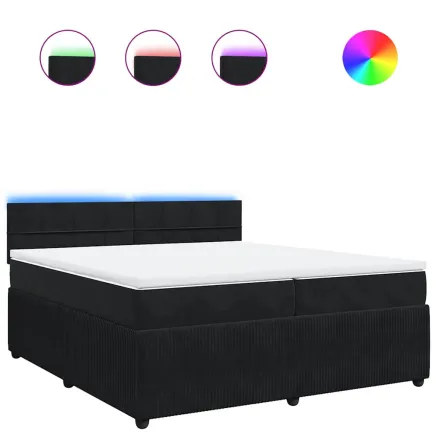 Sommier à lattes de lit et matelas Noir 200x200 cm Velours 2