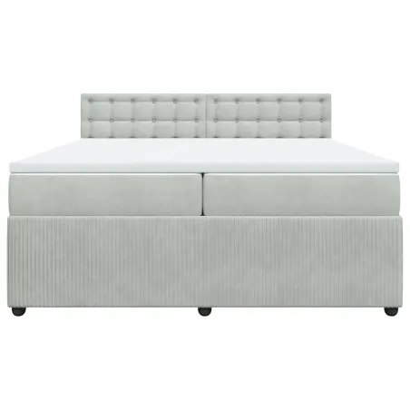 Sommier à lattes de lit et matelas Gris clair 200x200cm Velours