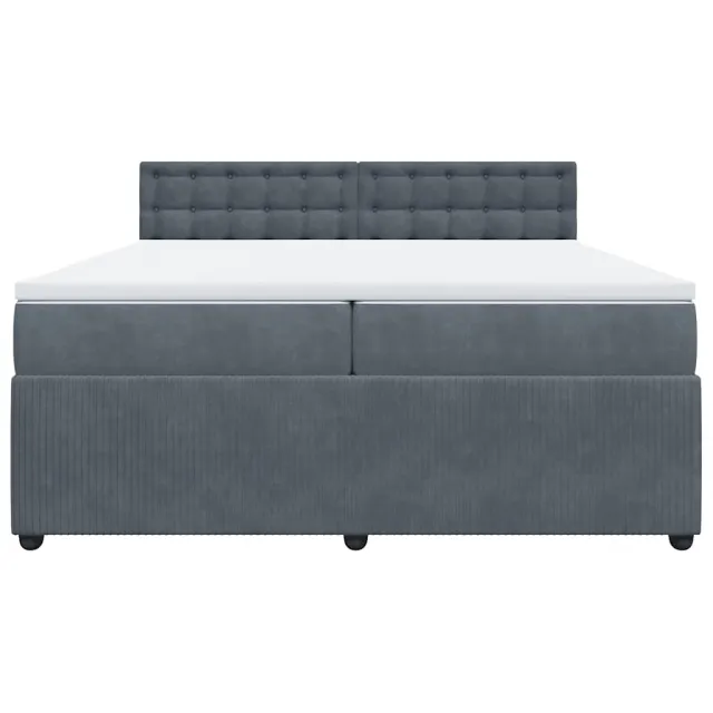 Sommier à lattes de lit et matelas Gris foncé 200x200cm Velours