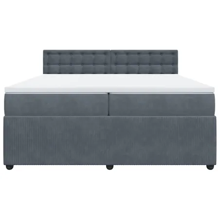 Sommier à lattes de lit et matelas Gris foncé 200x200cm Velours