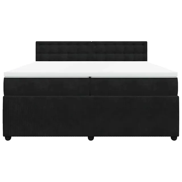 Sommier à lattes de lit et matelas Noir 200x200 cm Velours