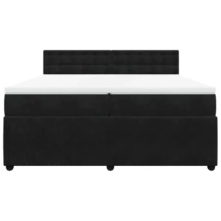 Sommier à lattes de lit et matelas Noir 200x200 cm Velours