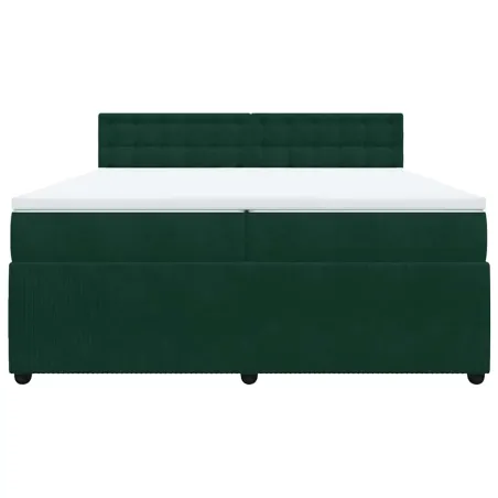 Sommier à lattes de lit et matelas Vert foncé 200x200cm Velours