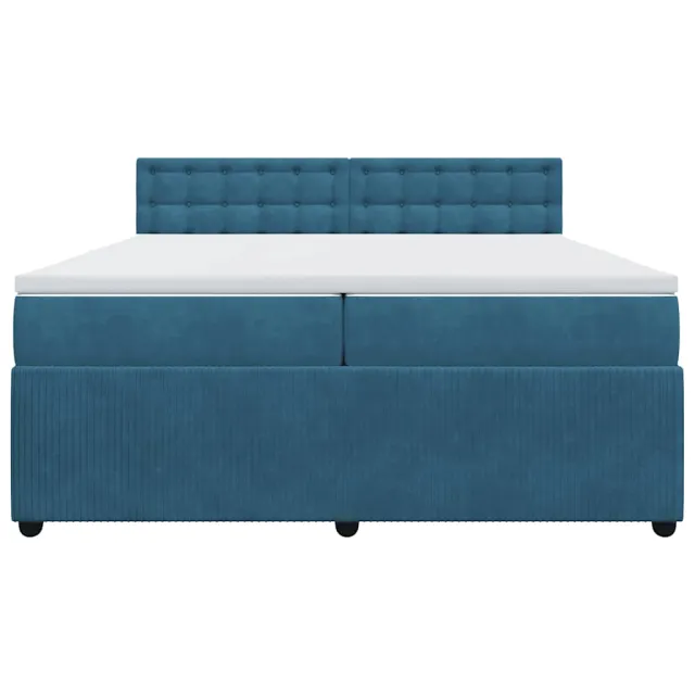 Sommier à lattes de lit et matelas Bleu 200x200 cm velours