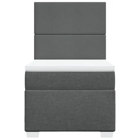 Sommier à lattes de lit avec matelas Gris foncé 80x200 cm Tissu