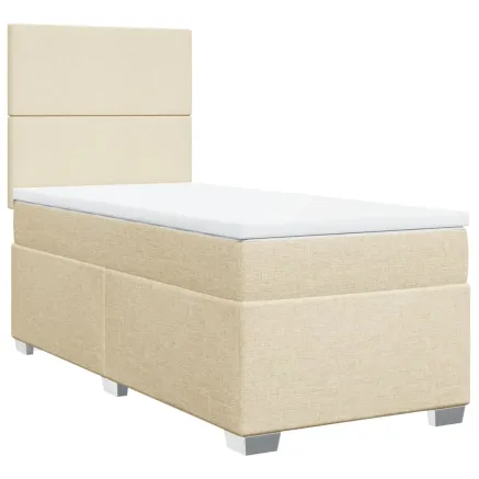 Sommier à lattes de lit avec matelas Crème 80x200 cm Tissu 2