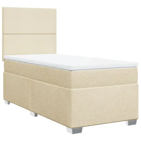 Sommier à lattes de lit avec matelas Crème 80x200 cm Tissu