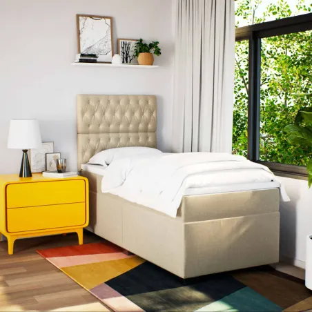 Sommier à lattes de lit avec matelas Crème 80x200 cm Tissu